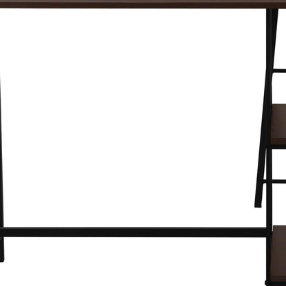 42" Espresso and Black Wood and Metal Corner Trestle Computer Desk