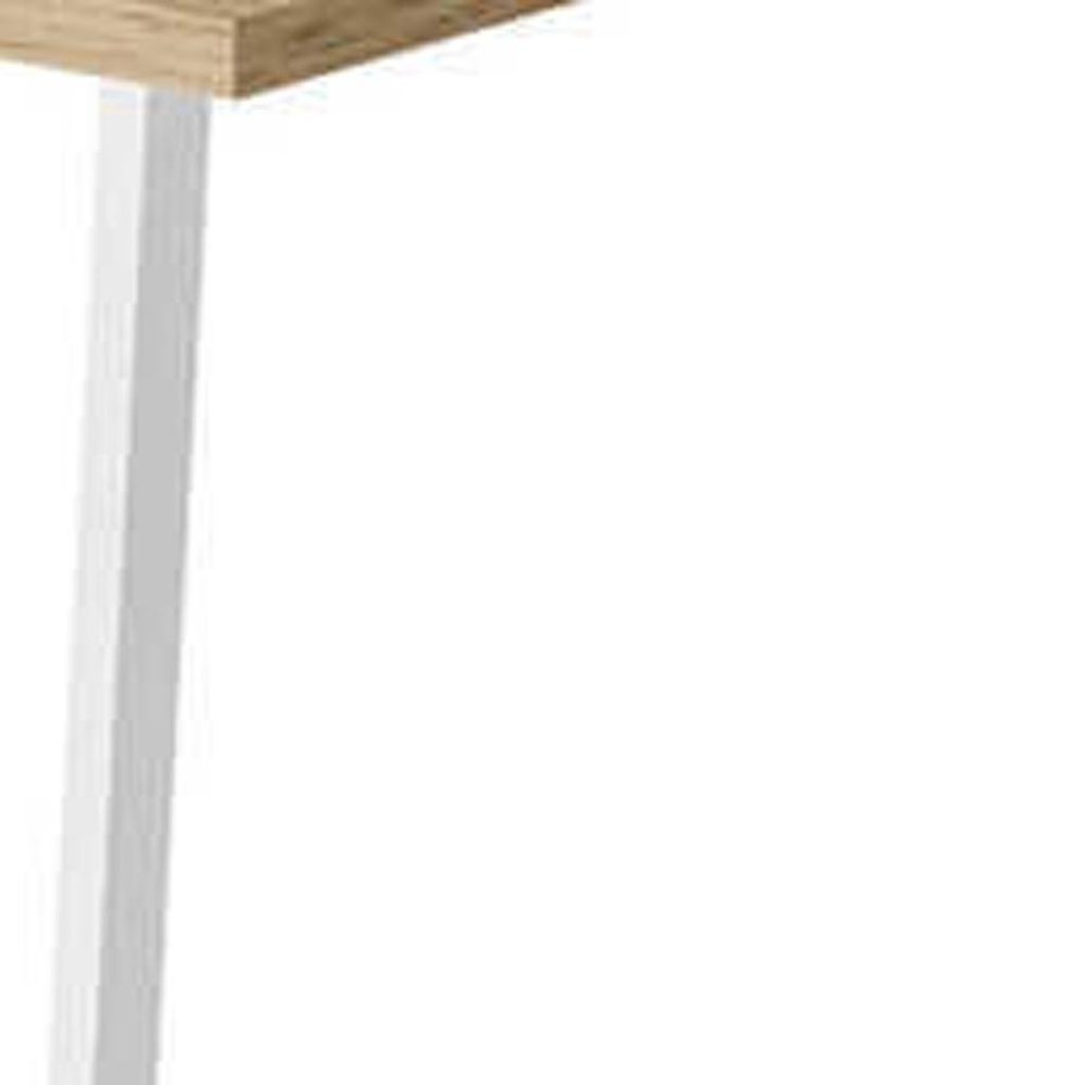 42" Natural and White Wood and Metal Corner Trestle Computer Desk