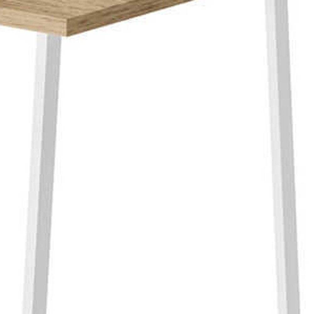 47" Natural and White Wood and Metal Corner Trestle Computer Desk