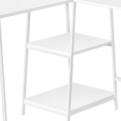 47" White Wood and Metal Corner Trestle Computer Desk