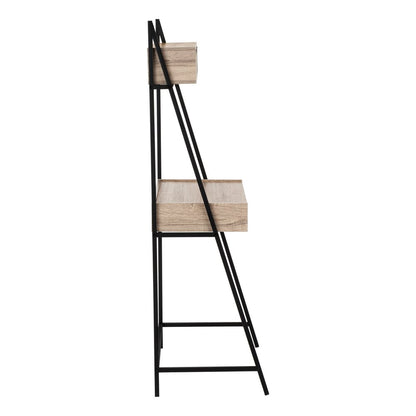 32" Taupe and Black Wood and Metal Sled Computer Desk With Four Drawers