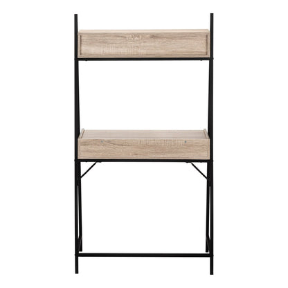 32" Taupe and Black Wood and Metal Sled Computer Desk With Four Drawers