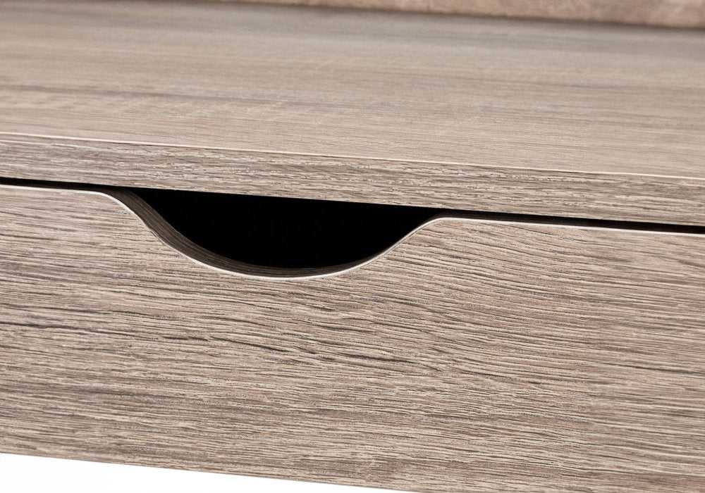 32" Taupe and Black Wood and Metal Sled Computer Desk With Four Drawers