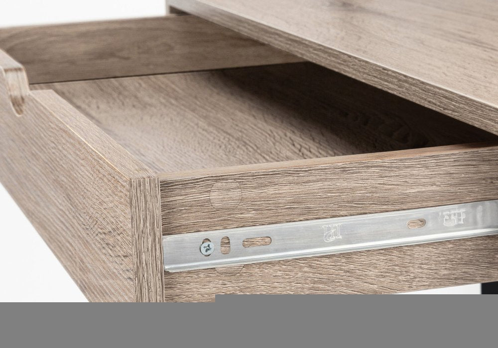 32" Taupe and Black Wood and Metal Sled Computer Desk With Four Drawers