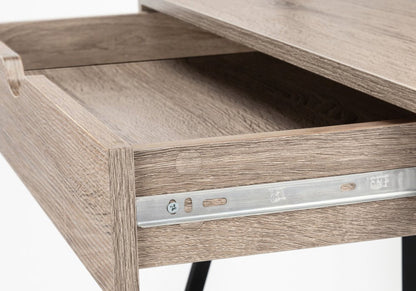 32" Taupe and Black Wood and Metal Sled Computer Desk With Four Drawers
