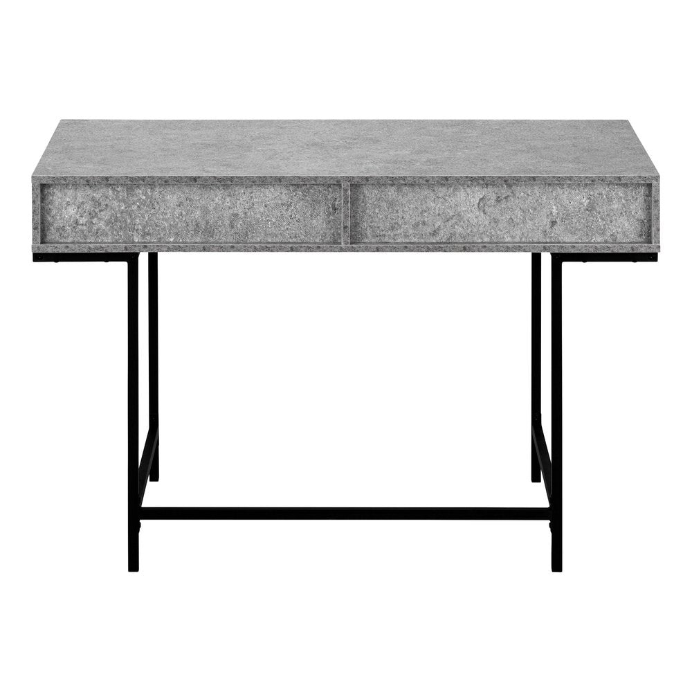 47" Gray and Black Wood and Metal H-Shape Computer Desk With Two Drawers