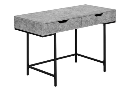 47" Gray and Black Wood and Metal H-Shape Computer Desk With Two Drawers