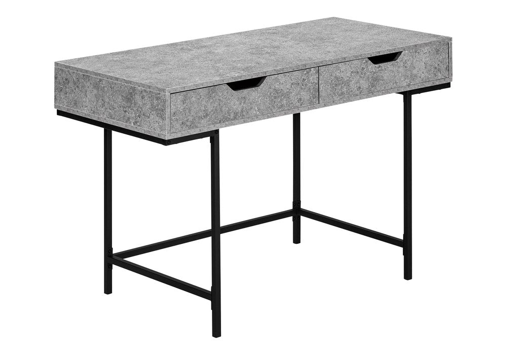47" Gray and Black Wood and Metal H-Shape Computer Desk With Two Drawers