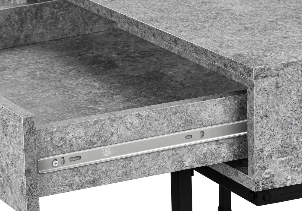 47" Gray and Black Wood and Metal H-Shape Computer Desk With Two Drawers