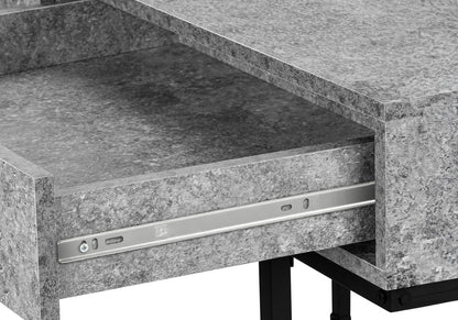 47" Gray and Black Wood and Metal H-Shape Computer Desk With Two Drawers