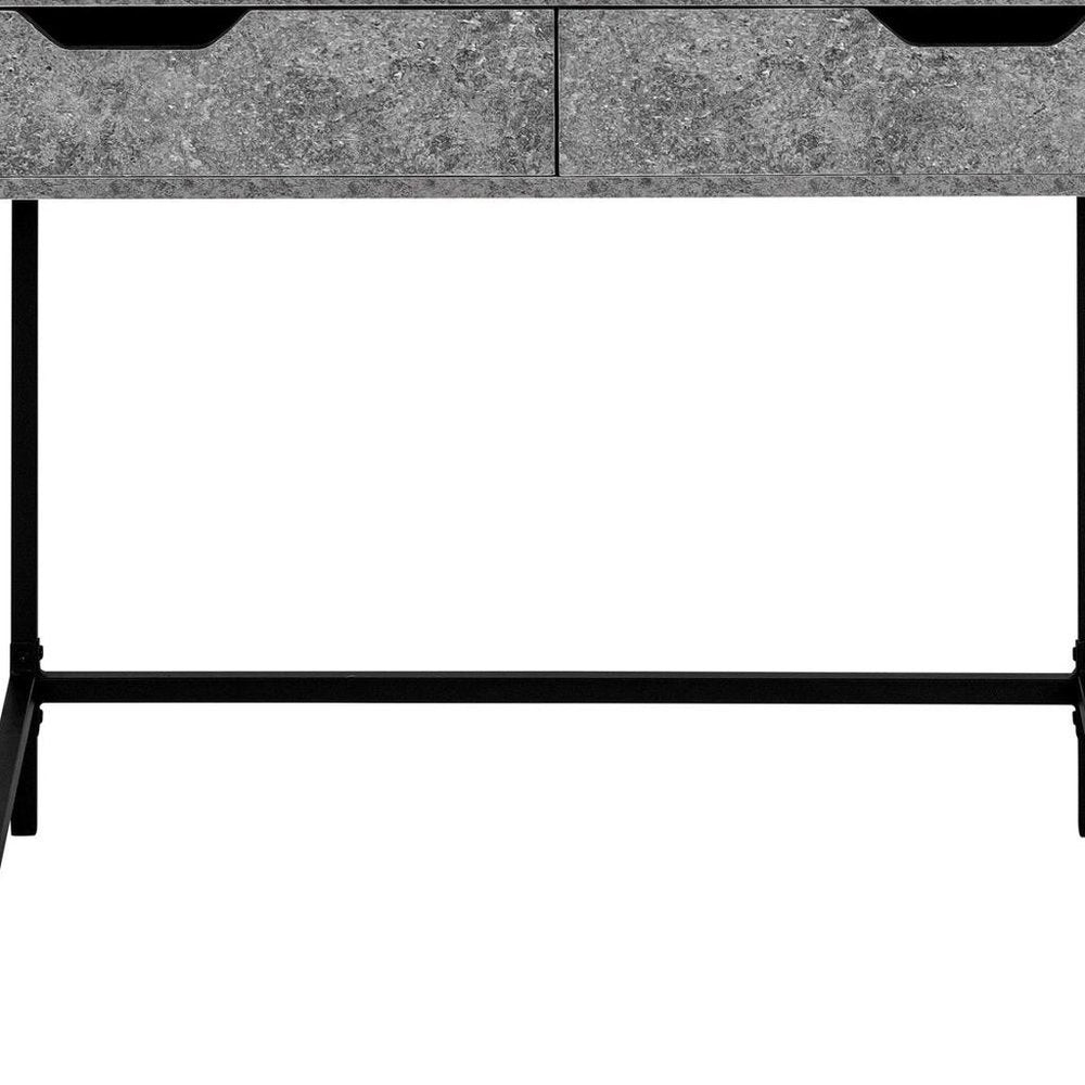 47" Gray and Black Wood and Metal H-Shape Computer Desk With Two Drawers