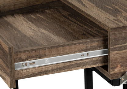 47" Brown and Black Wood and Metal H-Shape Computer Desk With Two Drawers