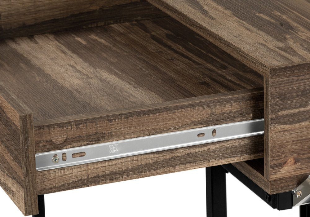 47" Brown and Black Wood and Metal H-Shape Computer Desk With Two Drawers