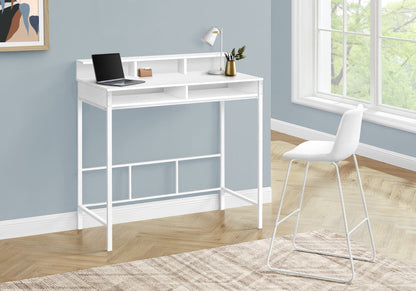 47" White Wood and Metal Computer Desk