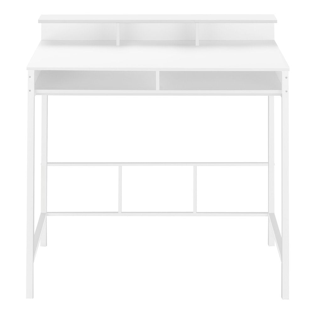 47" White Wood and Metal Computer Desk