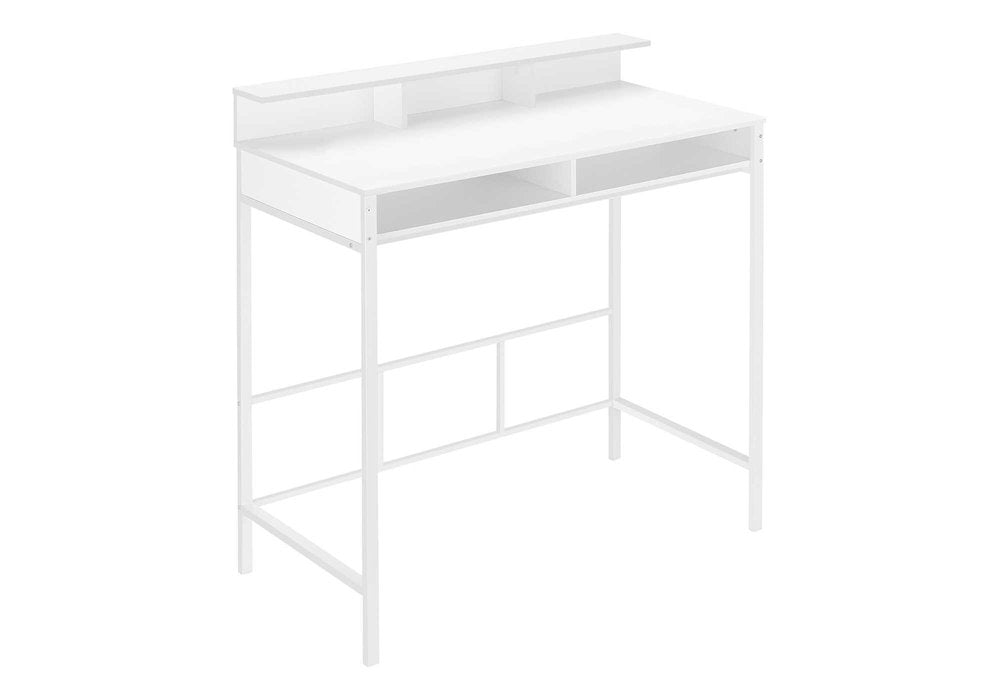 47" White Wood and Metal Computer Desk