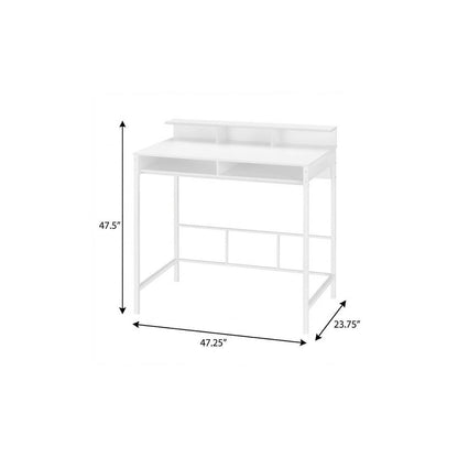 47" White Wood and Metal Computer Desk