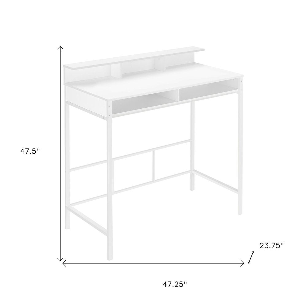 47" White Wood and Metal Computer Desk