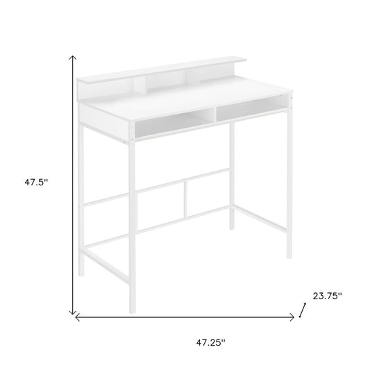 47" White Wood and Metal Computer Desk