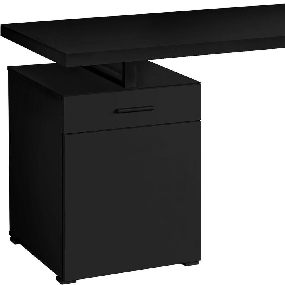 47" Black Wood and Metal Sled Computer Desk