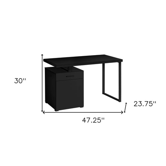 47" Black Wood and Metal Sled Computer Desk