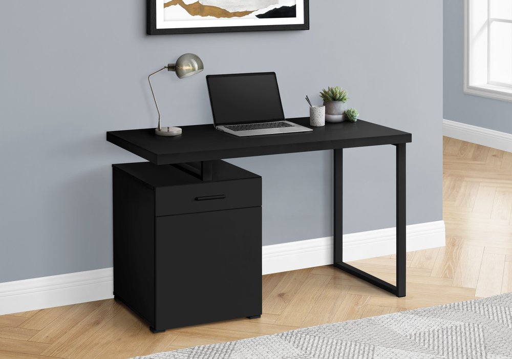 47" Black Wood and Metal Sled Computer Desk