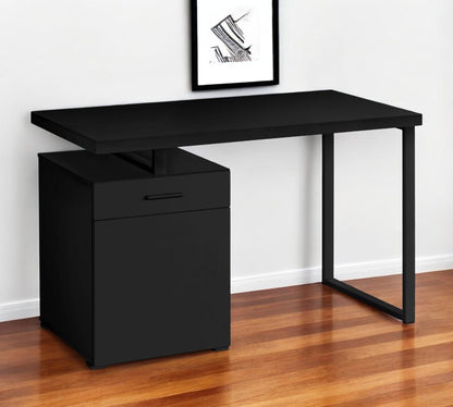 47" Black Wood and Metal Sled Computer Desk