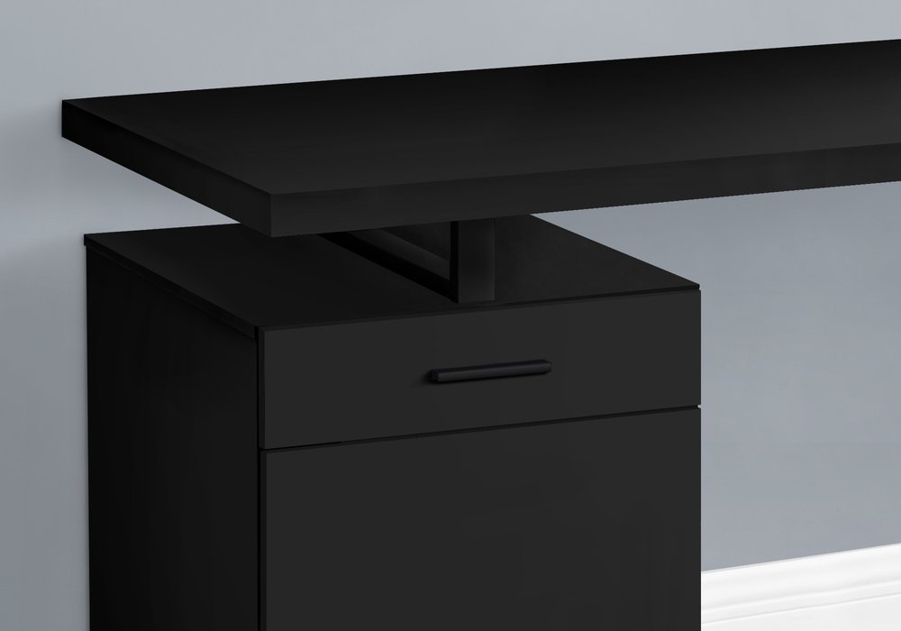 47" Black Wood and Metal Sled Computer Desk