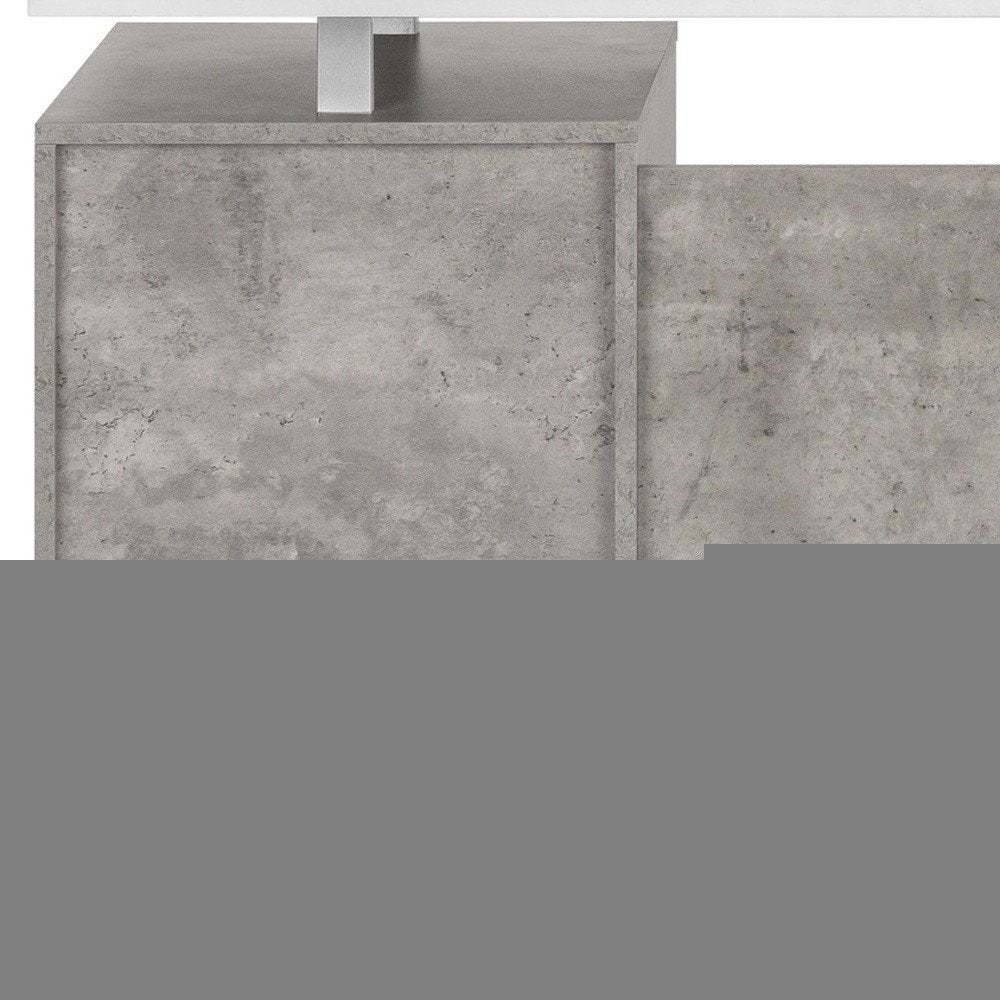 60" White and Gray Computer Desk With Three Drawers