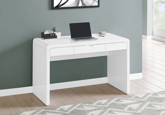 47" White Wood Sled Computer Desk