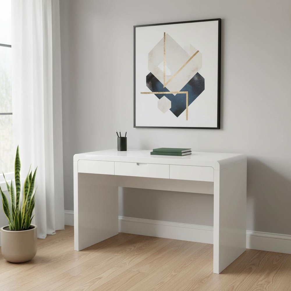 47" White Wood Sled Computer Desk