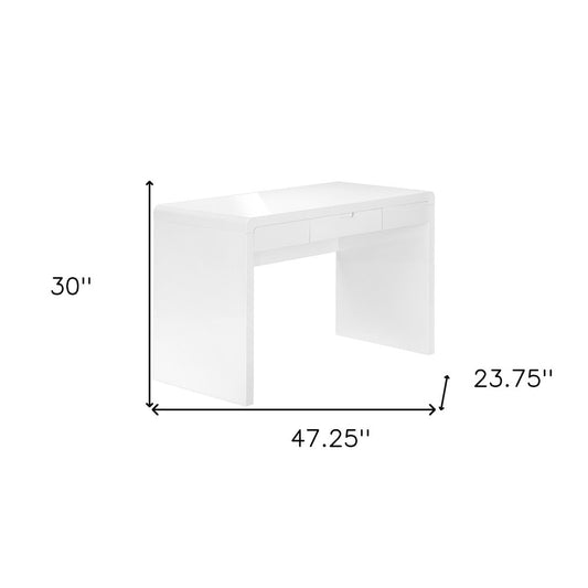 47" White Wood Sled Computer Desk
