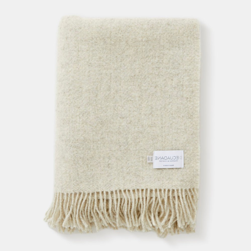Natural Woven Wool Solid Color Reversable Throw