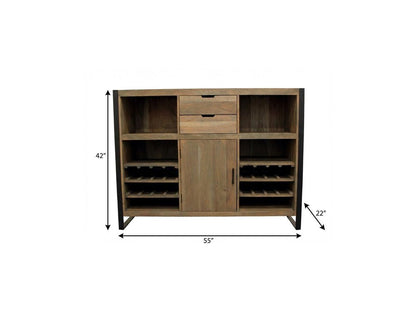 55" Gray and Black Solid Wood Sled Console Table With Storage With Storage