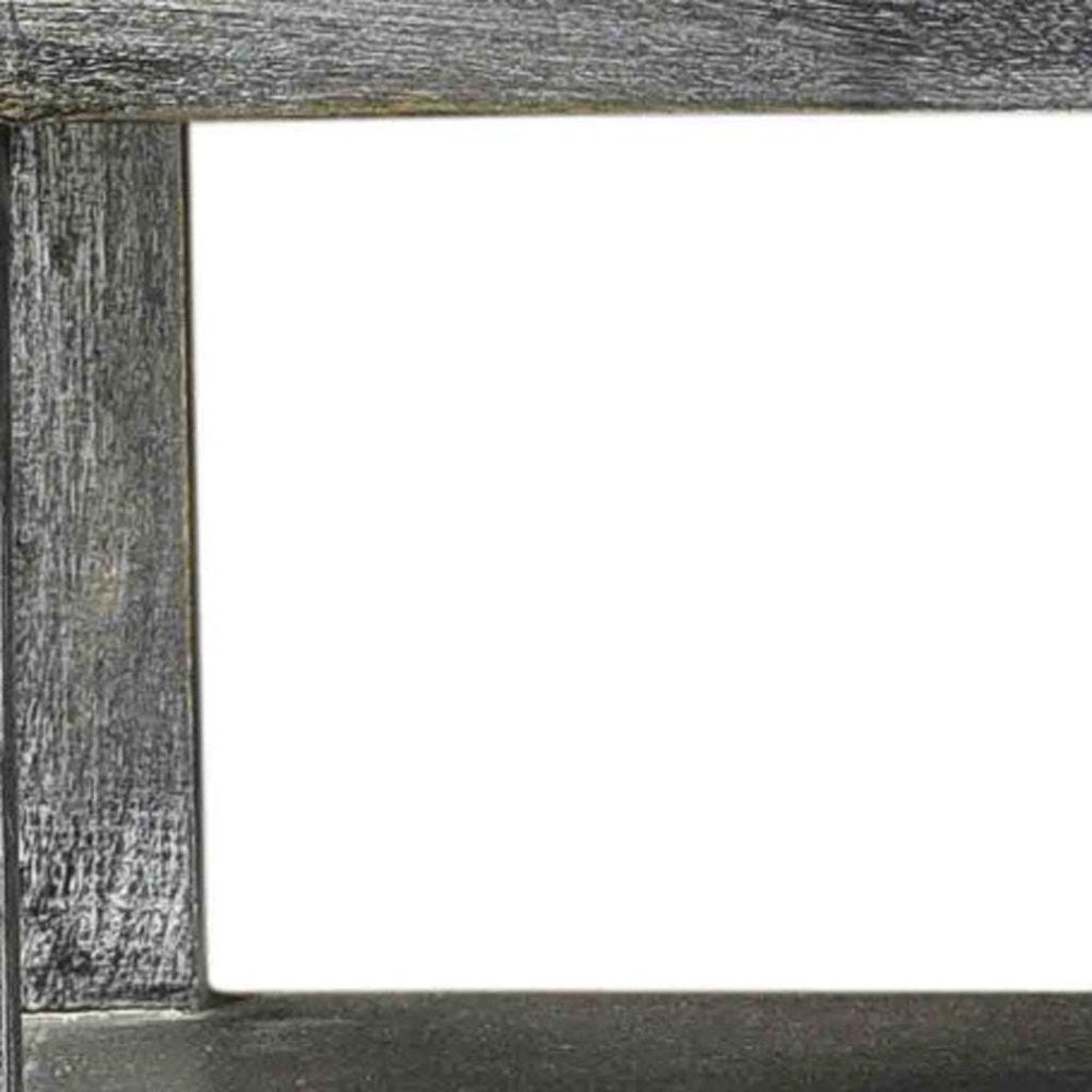 40" Distressed Wash Dark Gray Solid Wood Two Door Accent Cabinet