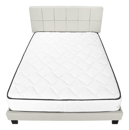 Beige Tufted Linen Queen Bed Frame
