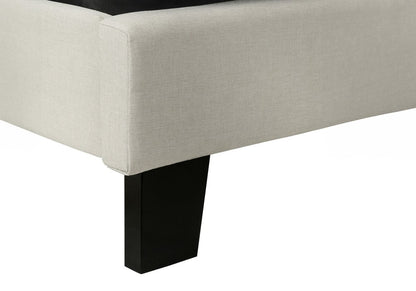 Beige Tufted Linen Queen Bed Frame