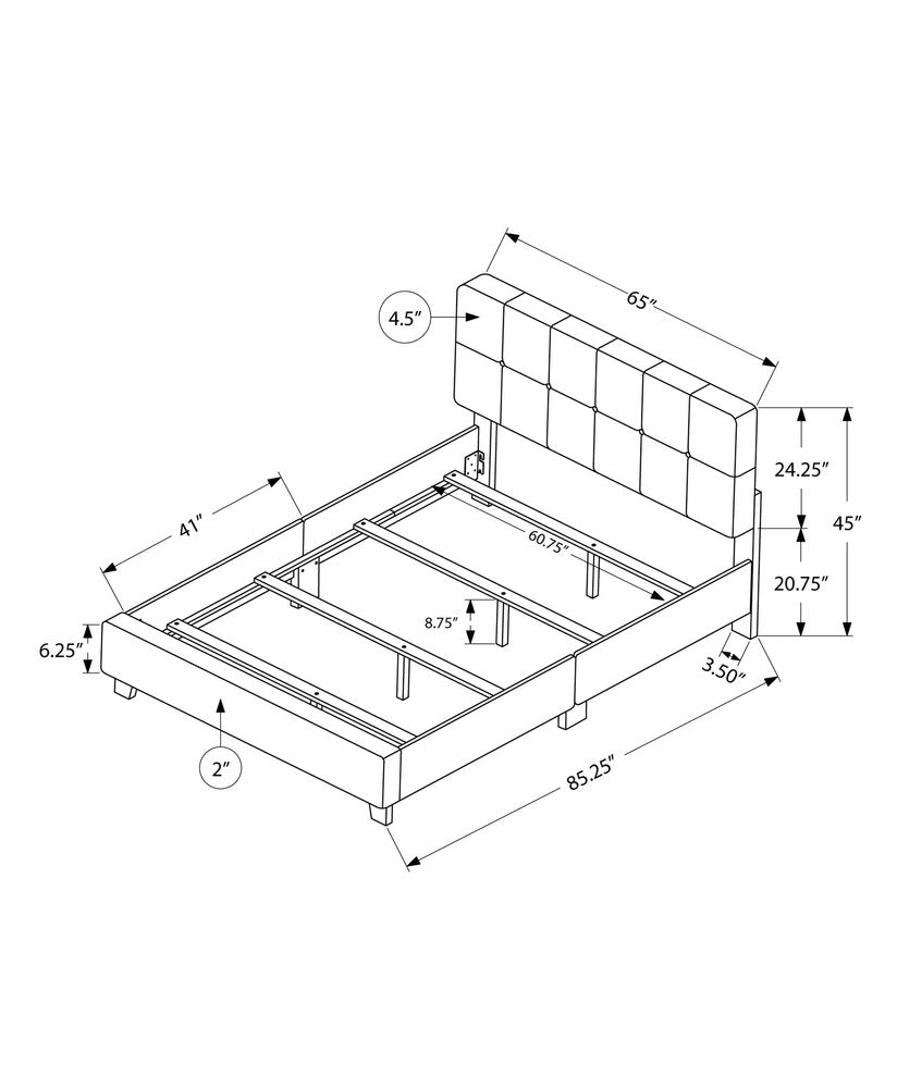 Beige Tufted Linen Queen Bed Frame