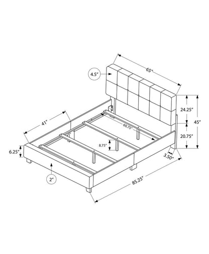 Beige Tufted Linen Queen Bed Frame