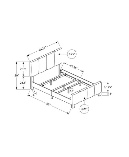 Beige and Black Tufted Linen Queen Bed Frame