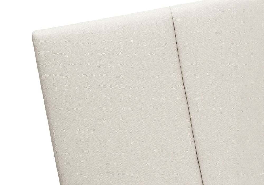 Beige and Black Tufted Linen Queen Bed Frame