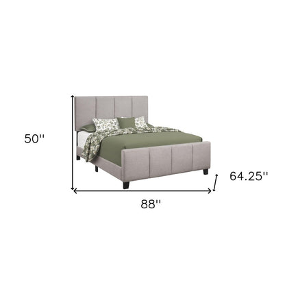 Gray and Black Tufted Linen Queen Bed Frame