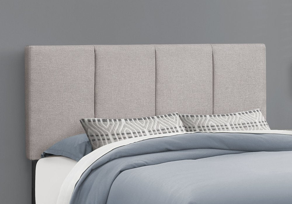 Gray and Black Tufted Linen Queen Bed Frame