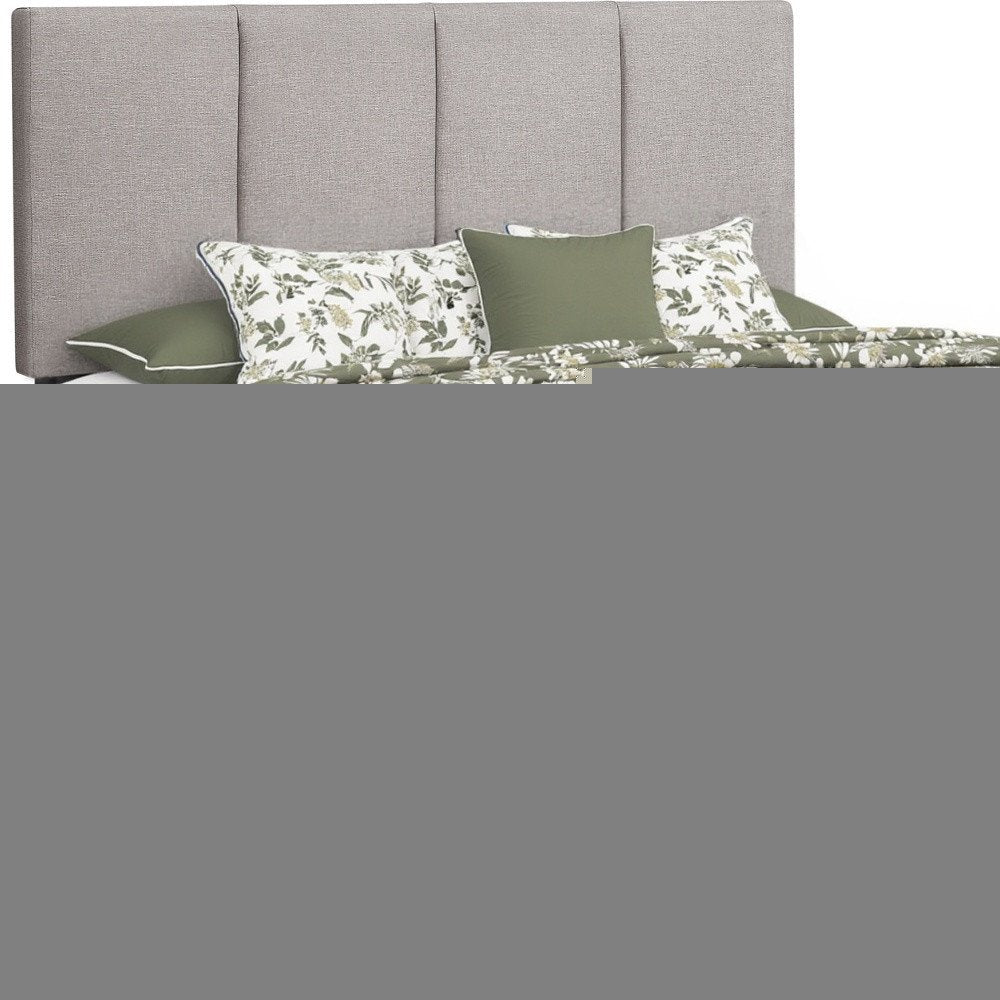 Gray and Black Tufted Linen Queen Bed Frame