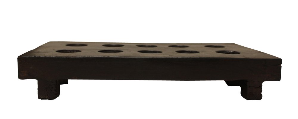 2" Brown Wood Geometric Tabletop Dish Candle Holder