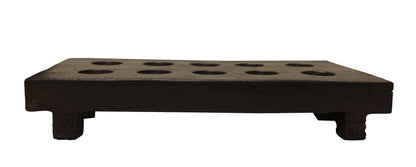 2" Brown Wood Geometric Tabletop Dish Candle Holder