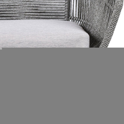 27" Gray Solid Wood Outdoor Dining Chair with Gray Cushion