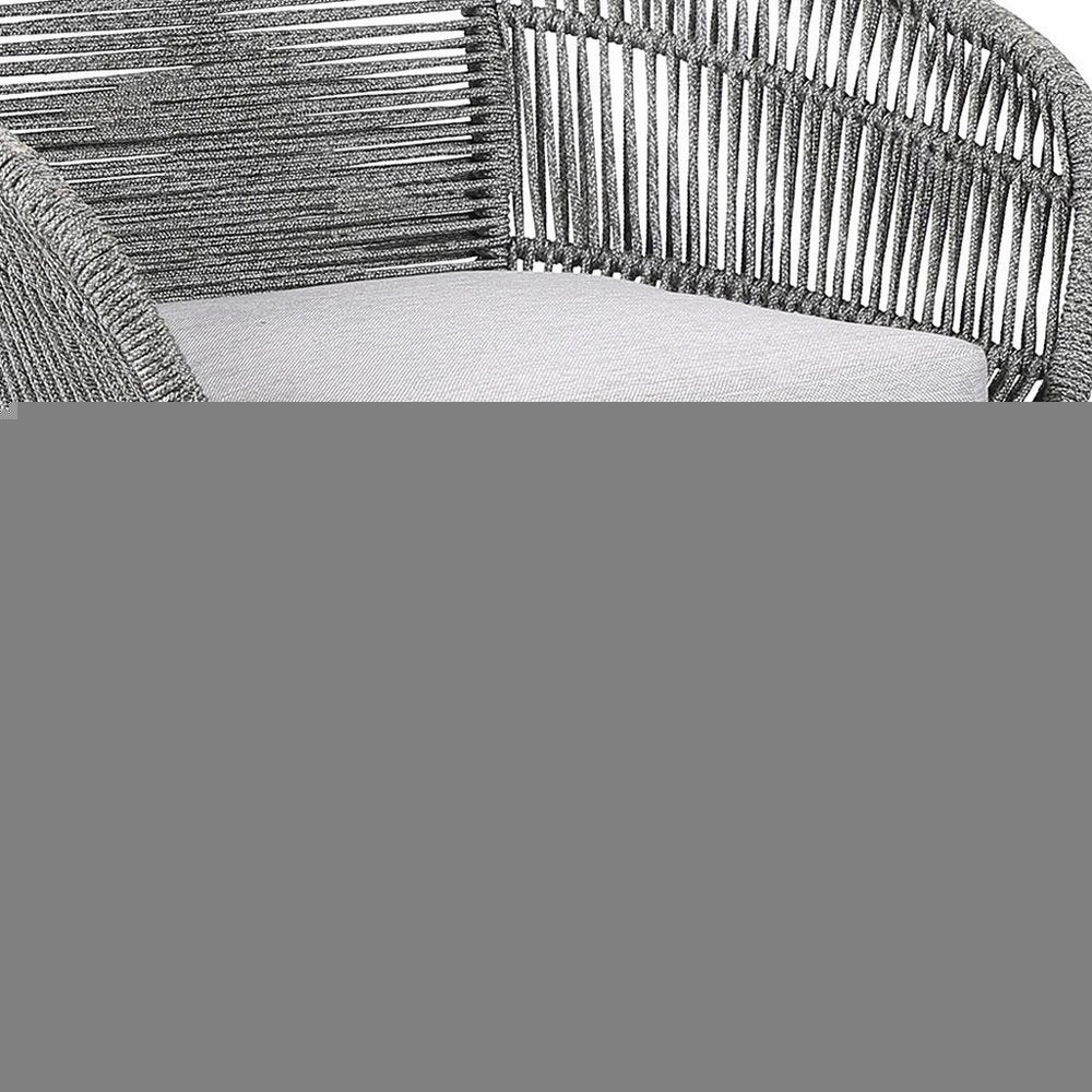27" Gray Solid Wood Outdoor Dining Chair with Gray Cushion