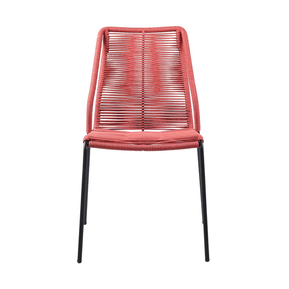 Set of Two 22" Red Metal Outdoor Dining Chair