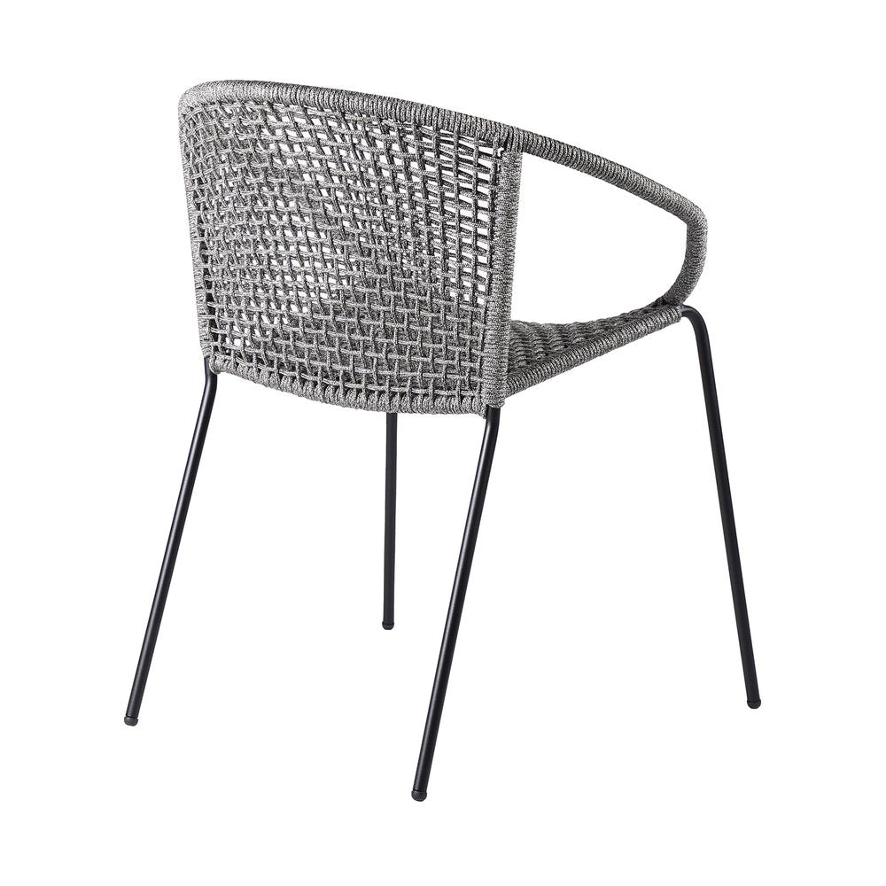 Set of Two 25" Gray Metal Outdoor Dining Chair